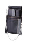 Portfel kelnerski z kaburą i łańcuchem czarny, szary,  Blue Burry, etui, skóra ekologiczna.