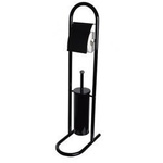 Stojak łazienkowy czarny szczotka do wc z uchwytem na papier