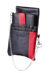 Portfel kelnerski z kaburą i łańcuchem czarny, czerwony, Blue Burry, etui, skóra ekologiczna.