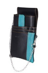 Portfel kelnerski z kaburą i łańcuchem czarny, zielony Blue Burry, etui, skóra ekologiczna.