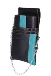 Portfel kelnerski z kaburą i łańcuchem czarny, zielony Blue Burry, etui, skóra ekologiczna.