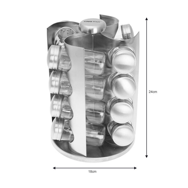 Pojemnik, słoik na przyprawy, stal -szkło, zestaw 17 elementów Kingh
